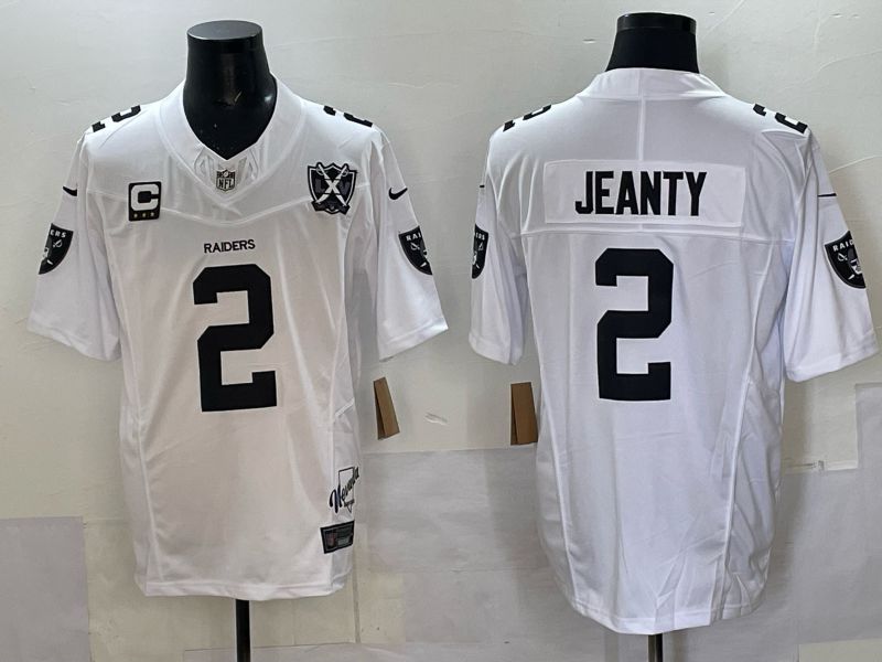Men 2025 Oakland Raiders #2 Jeanty White Retro Third Generation Nike Limited NFL Jersey style 04